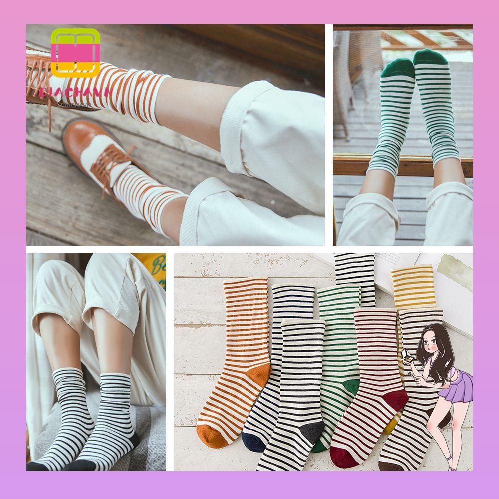Đôi Vớ Giữ Ấm Mùa Đông Co Giãn Họa Tiết Kẻ Sọc