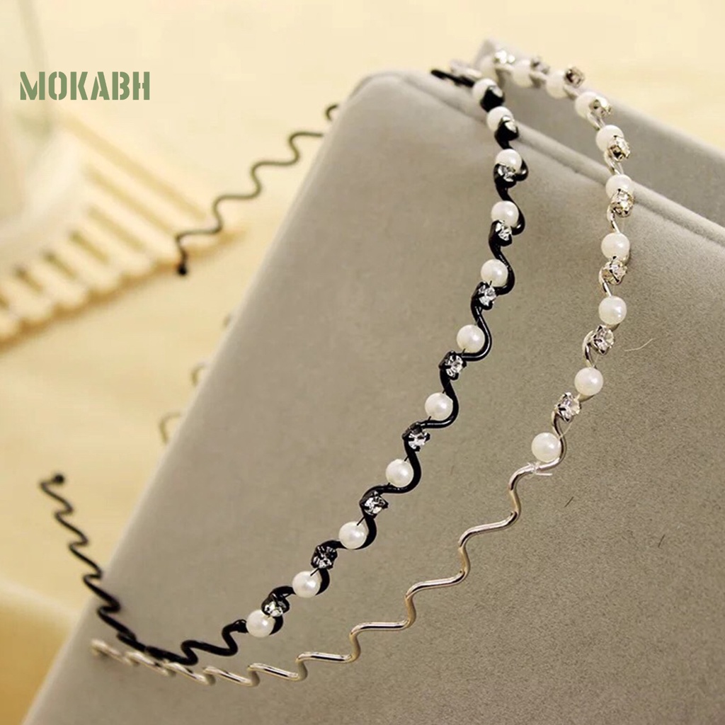 Băng Đô Cài Tóc Co Giãn Đính Đá Giả Ngọc Trai Chống Trượt Thời Trang Dự Tiệc Cho Nữ