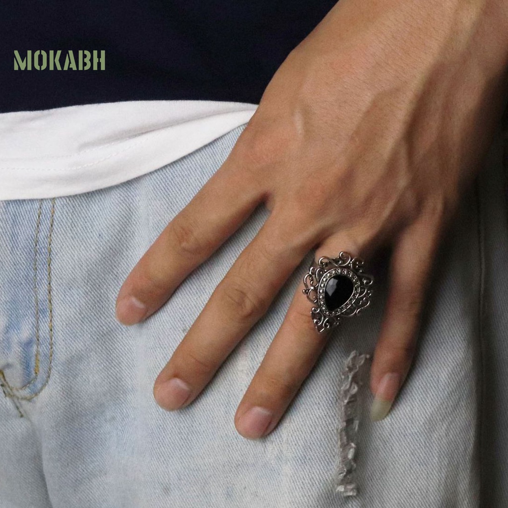 Nhẫn Hở Bằng Hợp Kim Đính Đá Nhân Tạo Hình Trái Tim Phong Cách Bohemia Dành Cho Nam Nữ