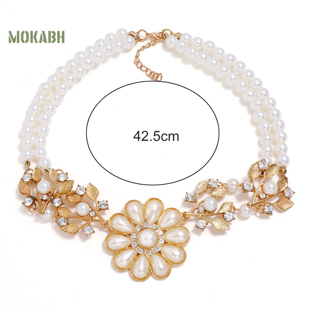 Vòng Cổ Choker Hai Lớp Đính Hoa Hướng Dương Và Ngọc Trai Nhân Tạo Phong Cách Bohemian Thanh Lịch Dành Cho Nữ