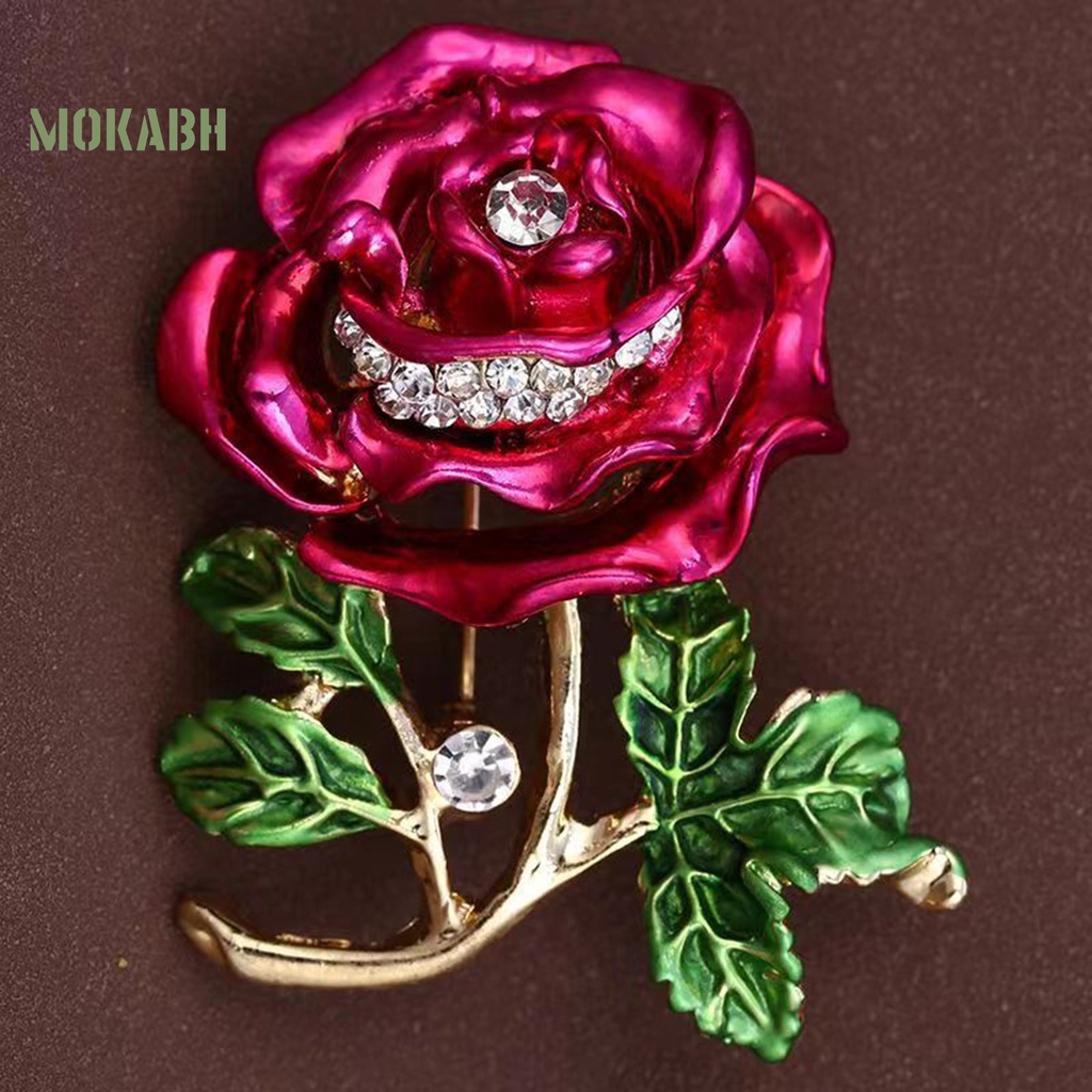 Ghim Cài Áo Hình Hoa Hồng Đính Đá Phong Cách Vintage Thời Trang Cho Nữ
