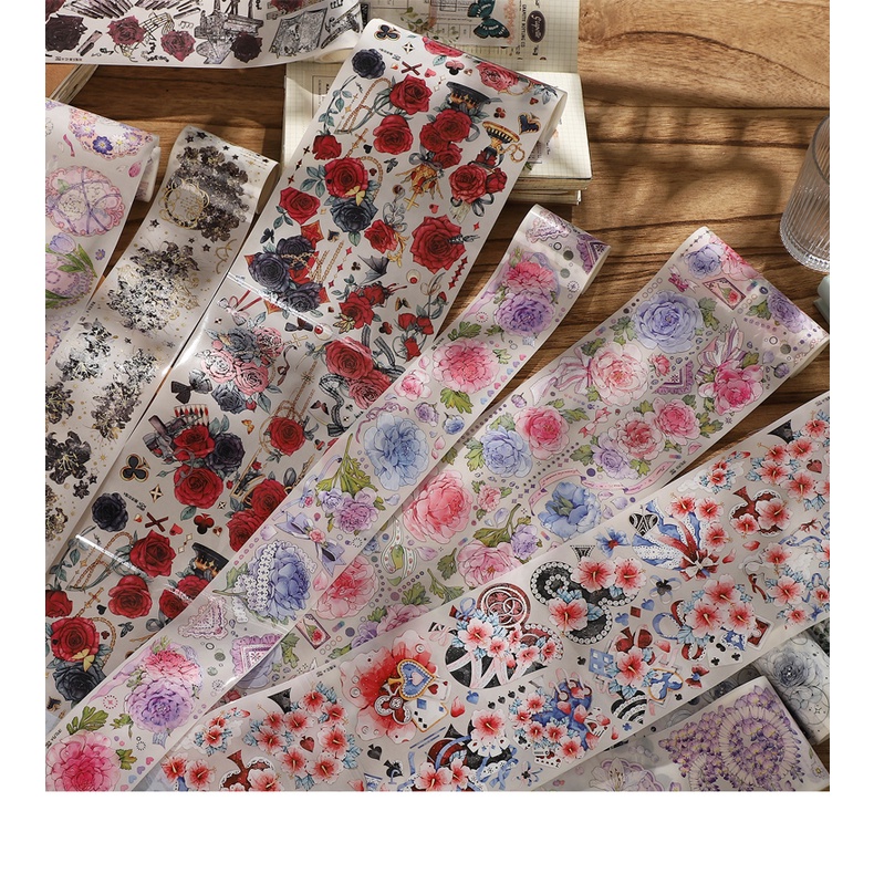Cuộn 300cm / Cuộn Băng Keo Họa Tiết Hoa Phong Cách Vintage Trang Trí DIY