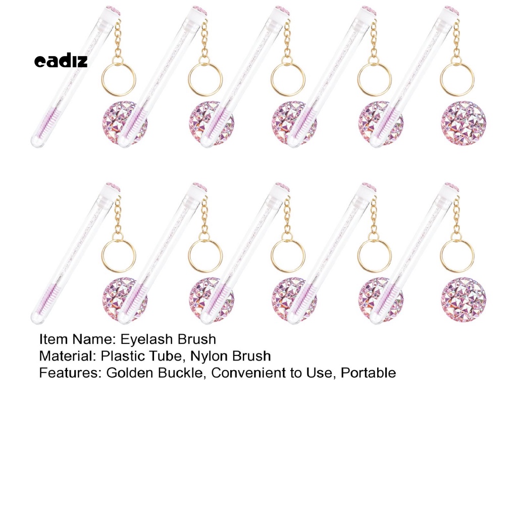 Set 10 Cọ Chuốt Lông Mi Thiết Kế Vỏ Pha Lê Có Thể Thay Thế Kèm Móc Khóa Màu Vàng