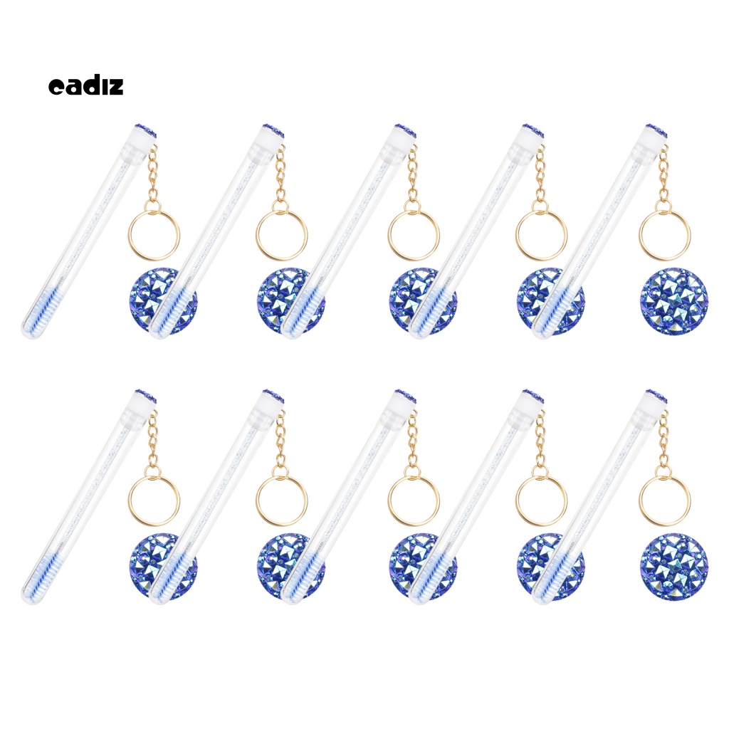 Set 10 Cọ Chuốt Lông Mi Thiết Kế Vỏ Pha Lê Có Thể Thay Thế Kèm Móc Khóa Màu Vàng