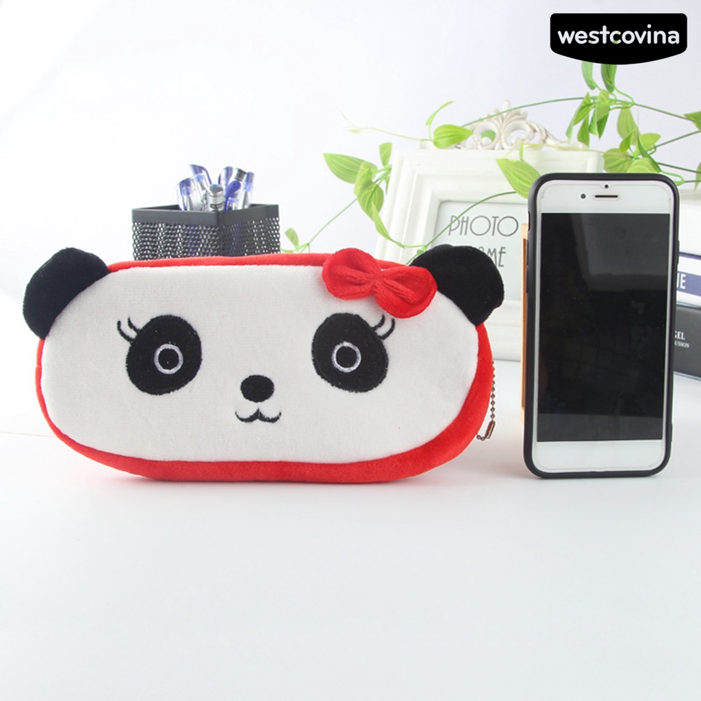 [WSTN]✎Túi Đựng Bút Bằng Vải Flannel Khóa Kéo Họa Tiết Dâu Tây Hoạt Hình Sáng Tạo