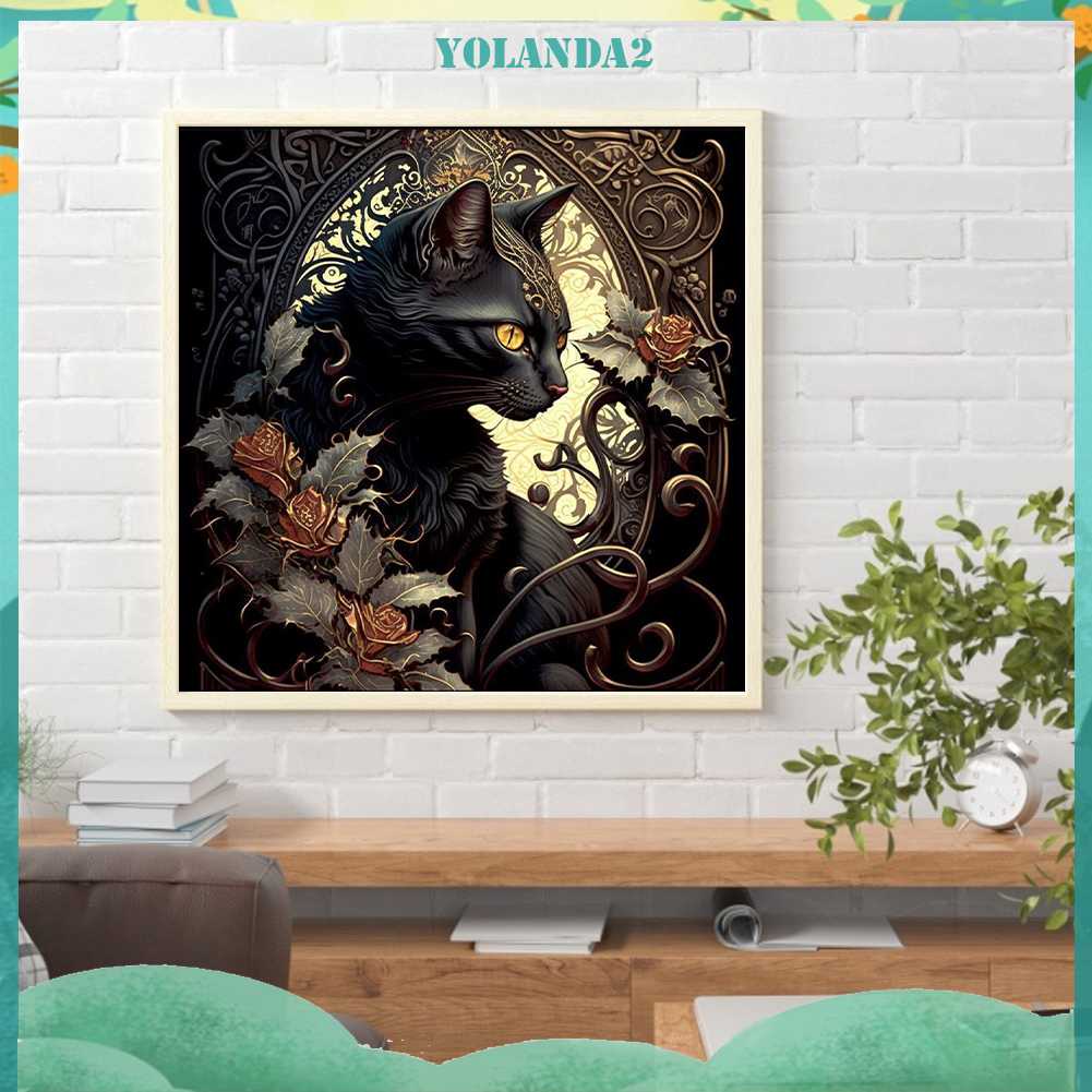 Tranh Đính Đá Kim Cương Toàn Bộ 5D DIY Hình Vẽ Mèo Trang Trí Nhà Cửa