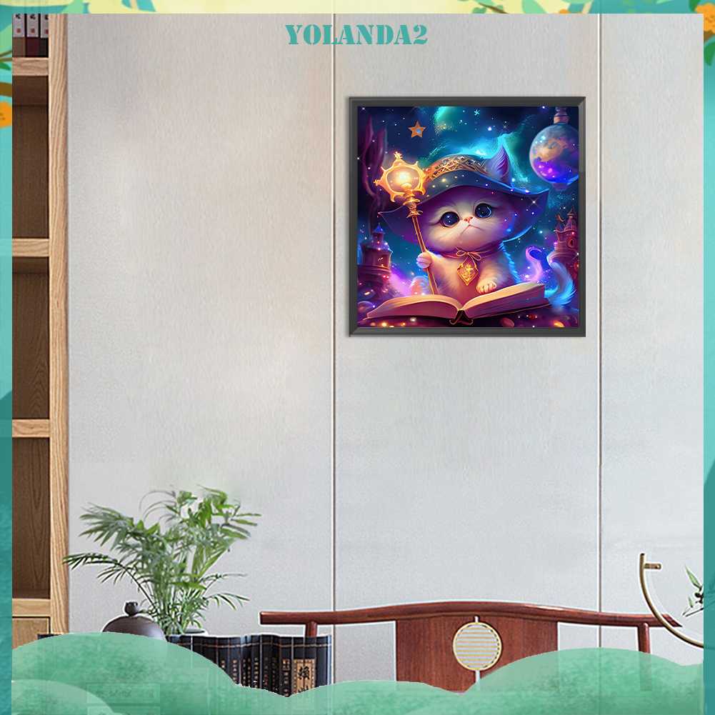 Tranh Đính Đá Kim Cương Toàn Bộ 5D DIY Hình Vẽ Mèo Trang Trí Nhà Cửa