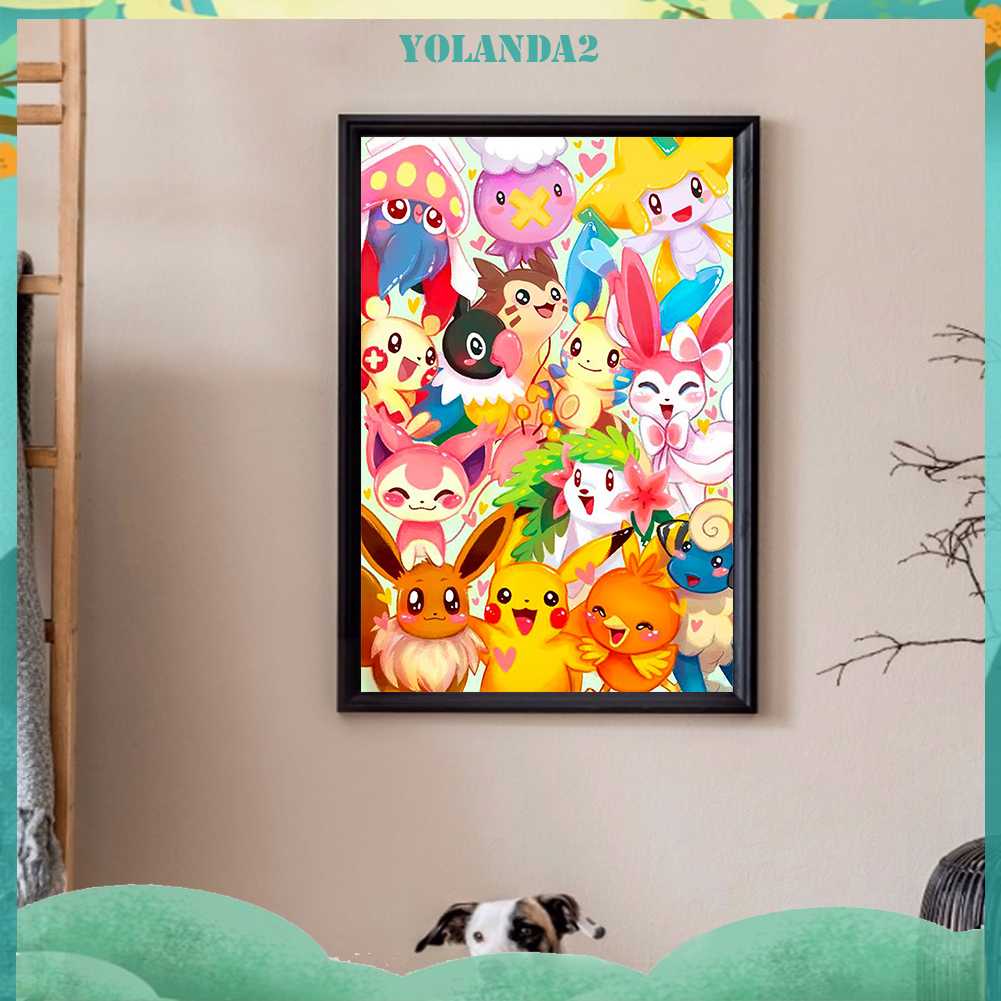 Tranh Đính Đá Kim Cương Toàn Bộ 5D DIY Hình Pokemon