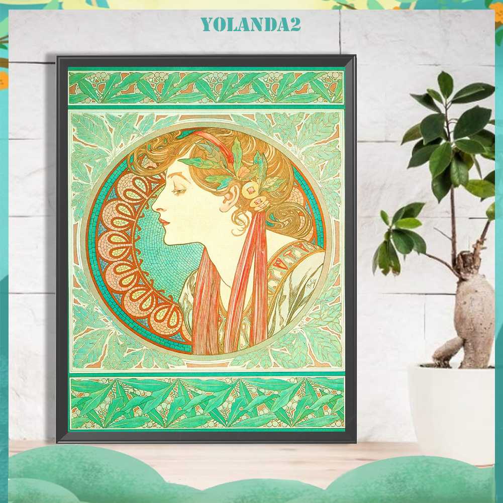 Bộ Tranh Đính Đá 5D Họa Tiết Alphonse Maria Mucha Độc Đáo DIY Dùng Trang Trí