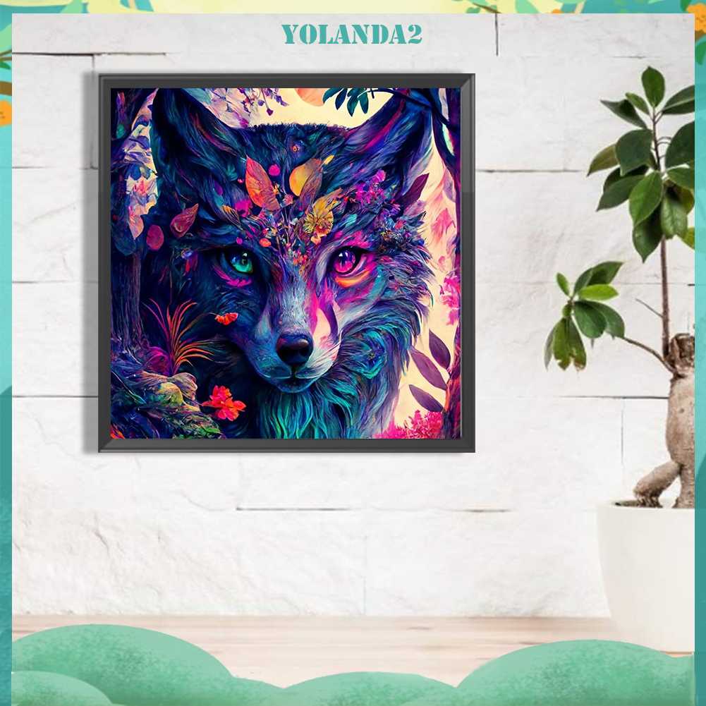 Tranh Đính Đá Kim Cương Toàn Bộ 5D DIY Hình Vẽ Sói Trang Trí Nhà Cửa
