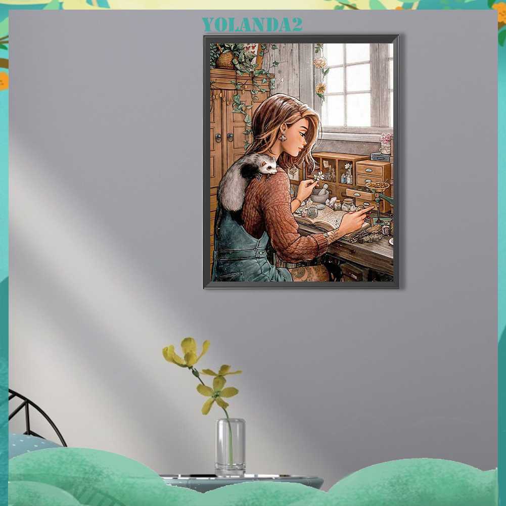 Tranh Đính Đá Kim Cương Toàn Bộ 5D DIY Hình Vẽ Cô Gái Trang Trí Nhà Cửa