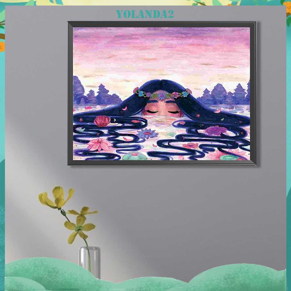 Tranh Đính Đá Kim Cương Toàn Bộ 5D DIY Hình Vẽ Cô Gái Trang Trí Nhà Cửa