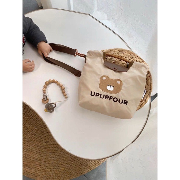 Túi Xách Đeo Vai Nhẹ Nhàng Thêu Họa Tiết Gấu Dễ Thương Kiểu Hàn Quốc
