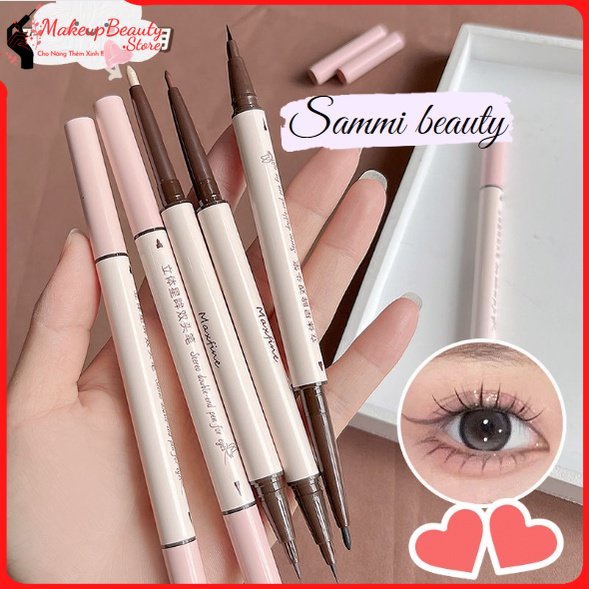 Bút kẻ mắt Maxfine, bút kẻ mắt 2 đầu không trôi vẽ bọng mắt eyeliner đen nâu nhũ bạc D40 MS 852 [ MakeupBeauty_Store ]