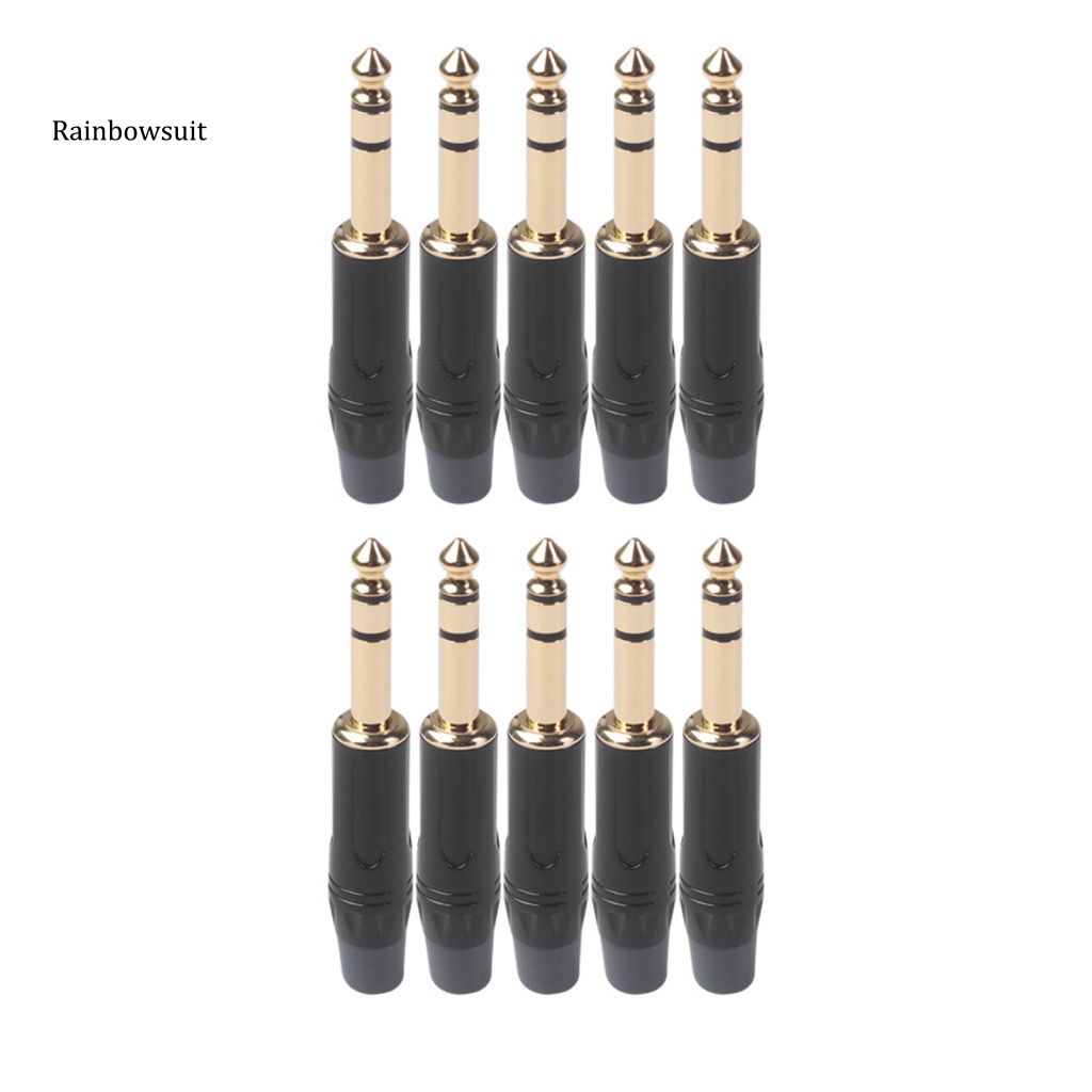 Set 10 Phích Cắm Bằng Hợp Kim Kẽm Mạ Vàng Hai Kênh 6.35mm Cho Đàn Guitar Điện DIY