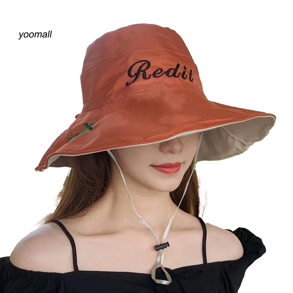 Nón Vành Tròn Dây Rút In Họa Tiết Cây Cối Thời Trang Cho Nữ