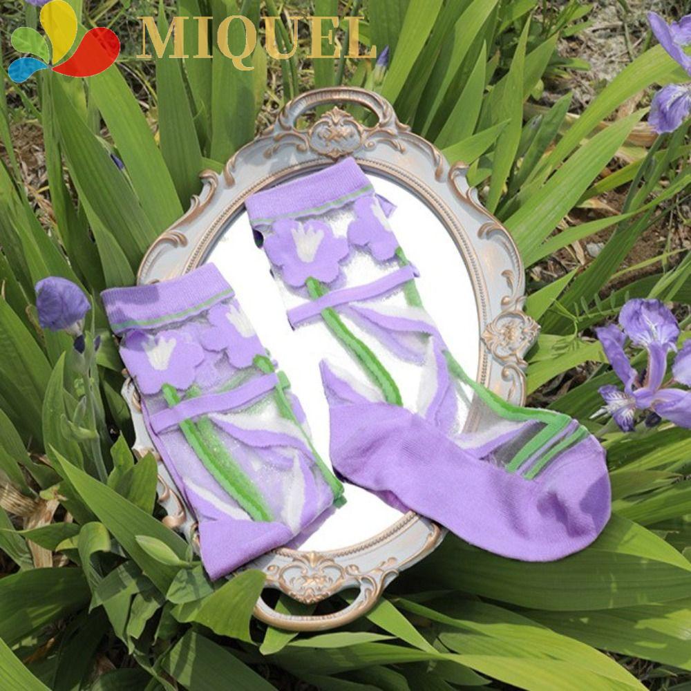 Vớ Lụa Thủy Tinh Mềm Mại Thoáng Khí Chống Mài Mòn Màu Kẹo Phong Cách Harajuku Đơn Giản Cho Nữ