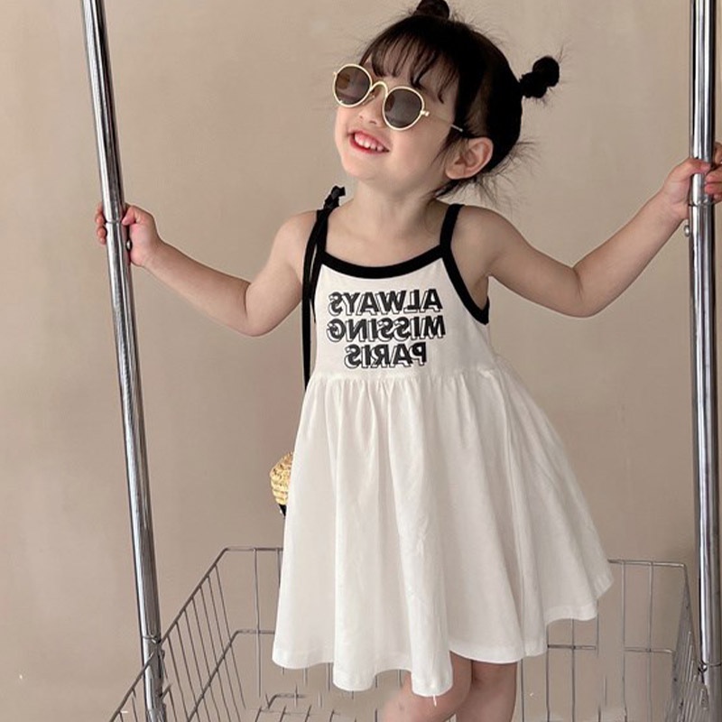 Đầm Yếm In Chữ Thời Trang Hàn Quốc Xinh Xắn Cho Bé Gái