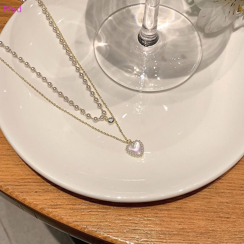 {Ffsd} Vòng cổ Choker Mặt Hình Trái Tim Đính Ngọc Trai Sáng Bóng Thời Trang Làm Quà Tặng Tiệc Cưới Dành Cho Nữ