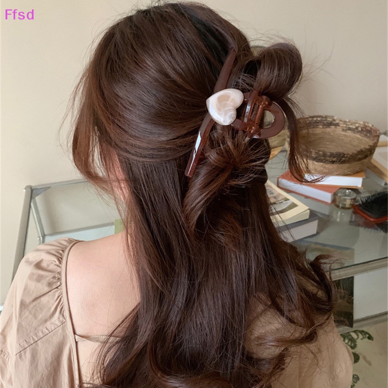 Kẹp Tóc Hình Trái Tim Màu Thạch Phong Cách Vintage Hàn Quốc Dễ Thương Cho Nữ