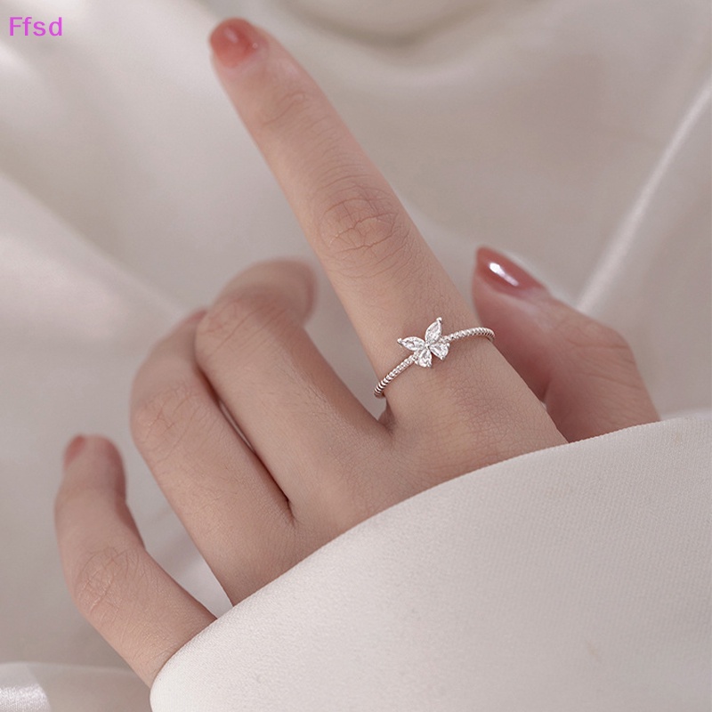 {Ffsd} Nhẫn Hở Đính Đá Zircon Hình Bướm Màu Sắc Đẹp Mắt Tinh Tế Làm Quà Tặng Trang Sức Tuyệt Đẹp