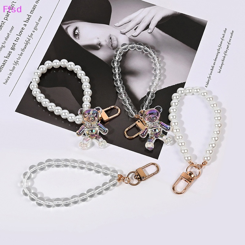 {Ffsd} Ốp Điện Thoại Trong Suốt Đính Hạt Pha Lê Hình Tai Nghe / Gấu Có Móc Khóa