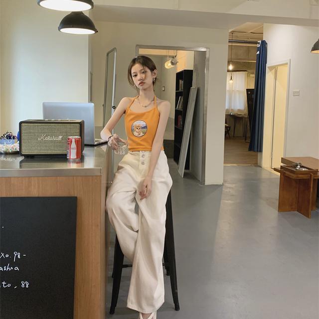 Áo Ngực Dây Đeo Cổ Dáng Ôm In Họa Tiết Thời Trang Hàn Quốc Mới Cho Nữ