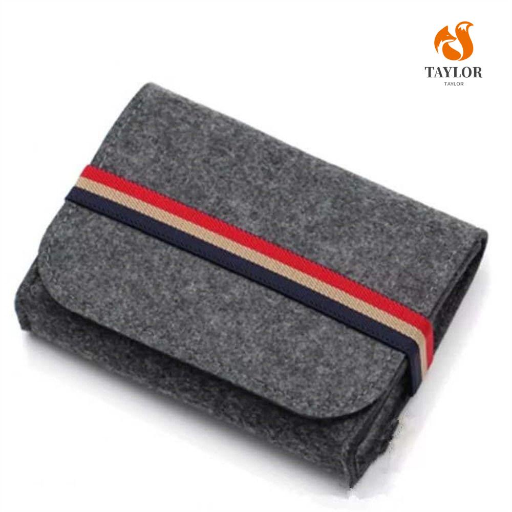 Taylor1 Túi Nỉ Đựng Phụ Kiện Kỹ Thuật Số / Tai Nghe / Dây Cáp Sạc USB Tiện Dụng Mang Theo Du Lịch