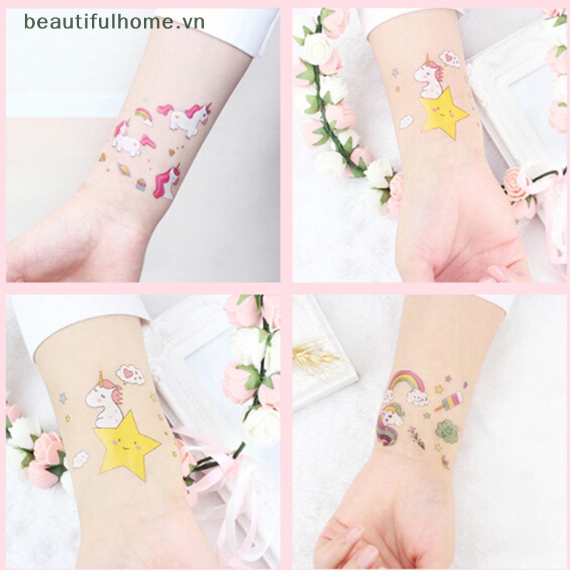 1 Tấm Hình Xăm Dán Tạm Thời Hình Động Vật Dễ Thương Chống Nước Cho Trẻ Em