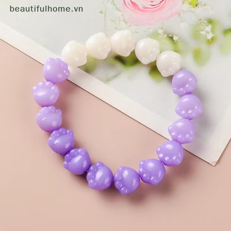 [beautifulhome] Vòng Tay Chuỗi Hạt Đá Pha Lê Tự Nhiên Co Giãn Hình Móng Mèo Màu Gradient Mùa Hè Làm Quà Tặng Cho Bạn Gái [