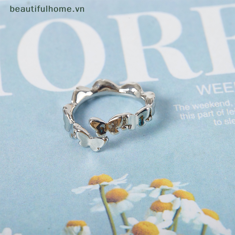 Nhẫn Hình Bướm Màu Bạc Tùy Chỉnh Thiết Kế Sáng Tạo Thời Trang Cho Nam Và Nữ