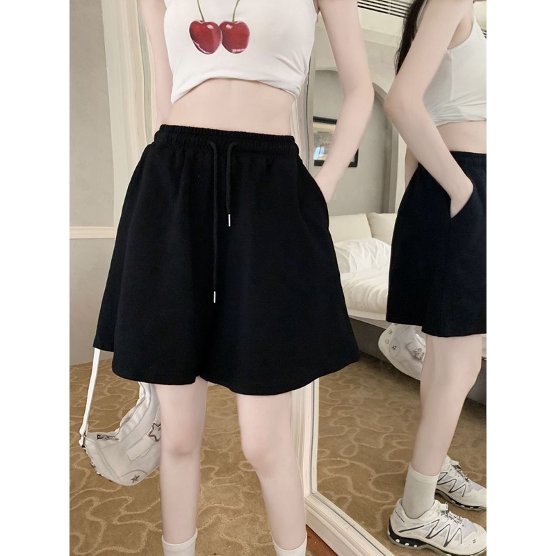 Quần Short Ống Rộng Lưng Cao Kiểu Dáng Đơn Giản Năng Động Thời Trang