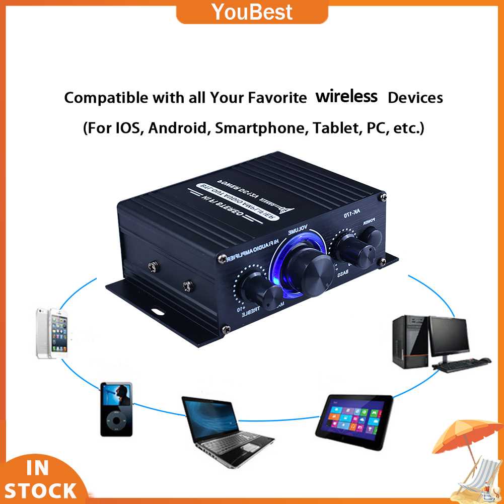 Set 1-5 Bộ Khuếch Đại Âm Thanh Ak-170 Hifi 200X200W Hai Kênh Chuyên Dụng Cho Xe Hơi / Nhà Cửa