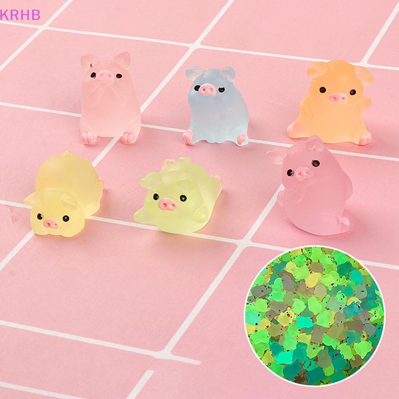 Set 6 Tượng Heo Con Bằng Nhựa Phát Quang Dễ Thương Trang Trí Tiểu Cảnh Mới