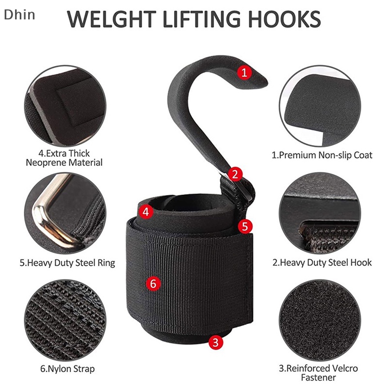 [Dhin] Lifg Móc Quấn Cổ Tay Kèm Dây Đeo Hỗ Trợ Luyện Tập Thể Hình