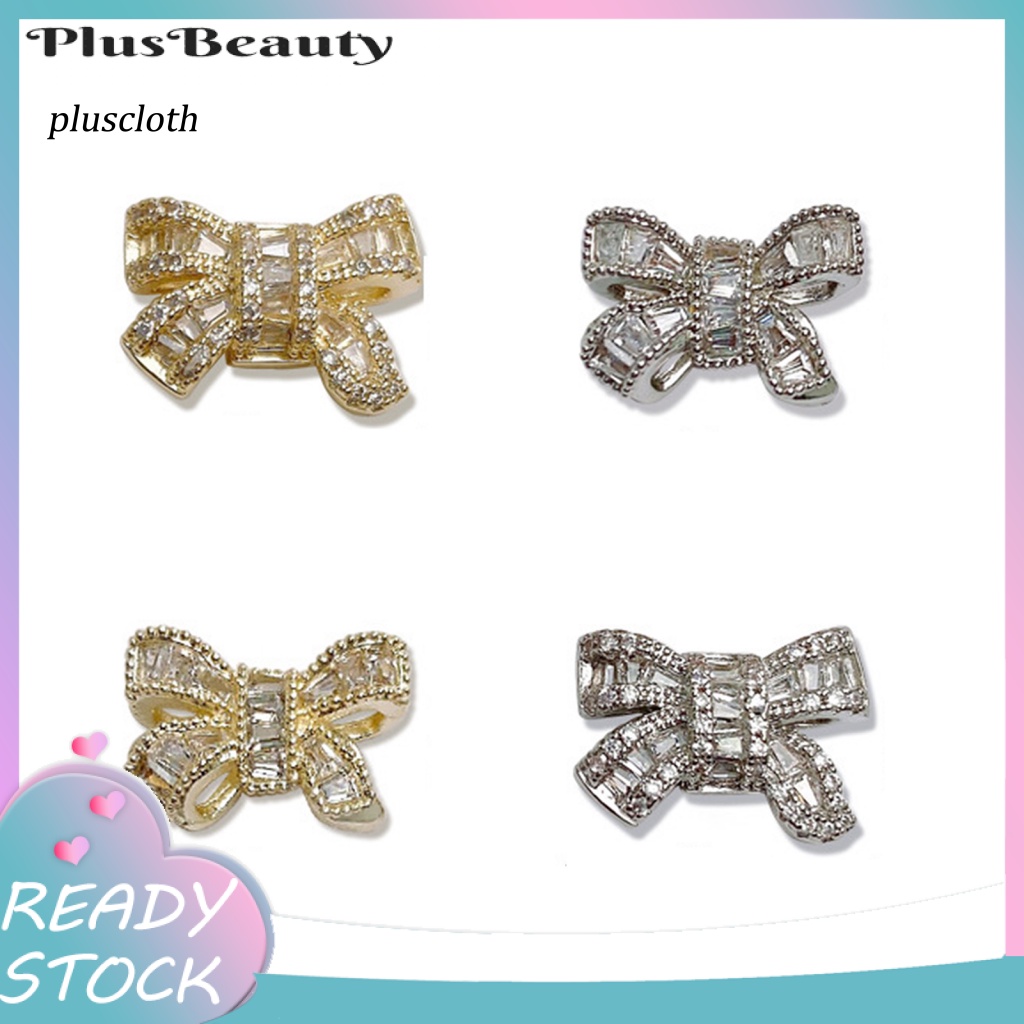 < Pluscloth > Phụ Kiện Trang Trí Móng Tay Nghệ Thuật Hình Nơ Ba Chiều Sáng Bóng Cao Cấp Màu Bạc / Vàng Sáng Bóng Sang Trọng DIY