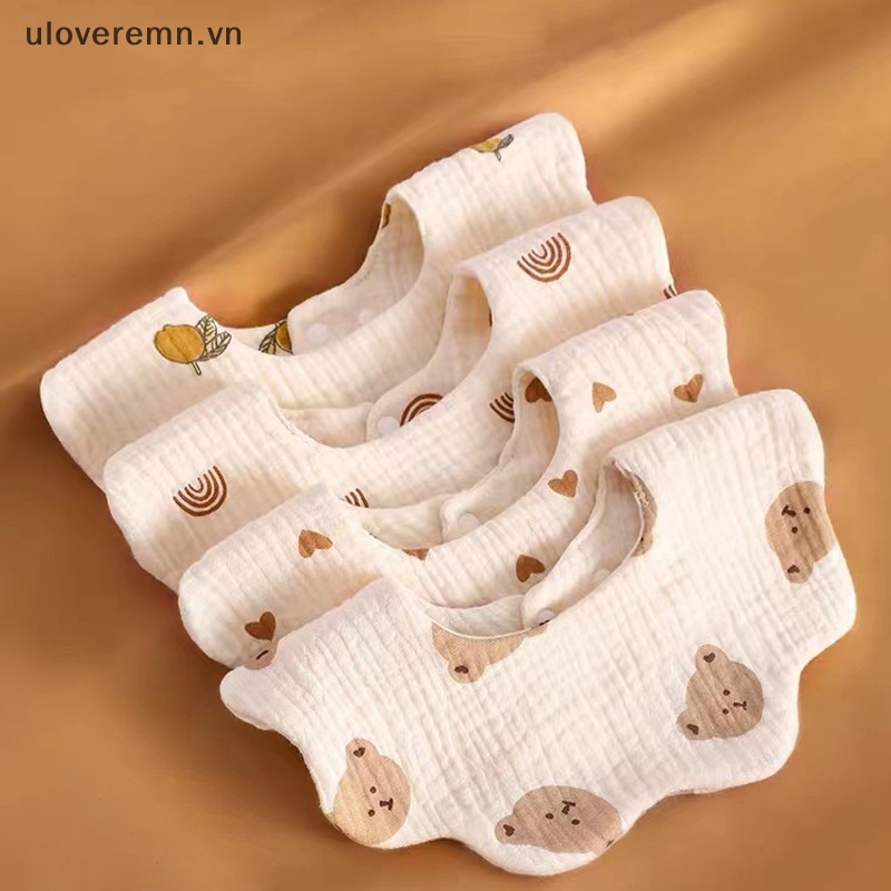 Yếm Ăn Cotton Sáu Lớp Xoay 360 Độ Xinh Xắn Tiện Dụng Cho Bé