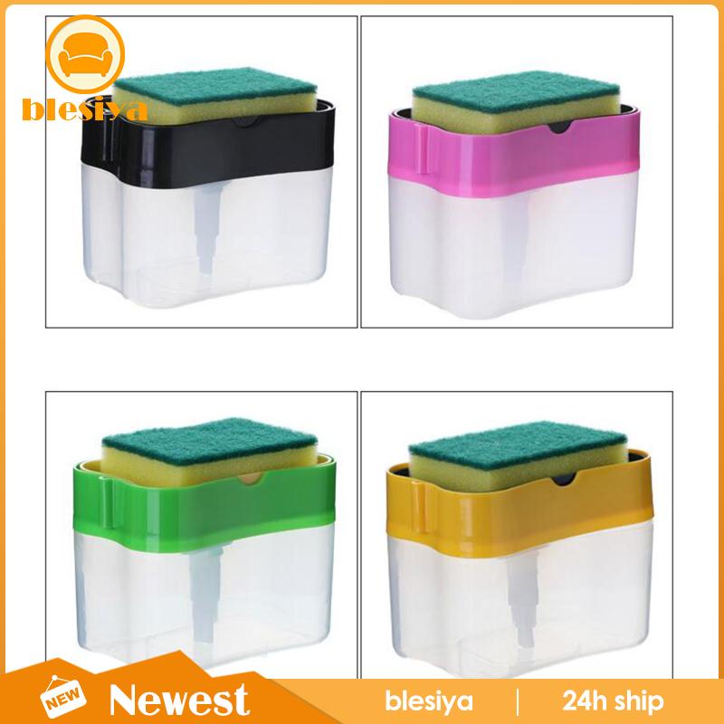 Bình Đựng Xà Phòng 2 Trong 1 Có Giá Đỡ Bọt Biển Rửa Chén Tiện Dụng