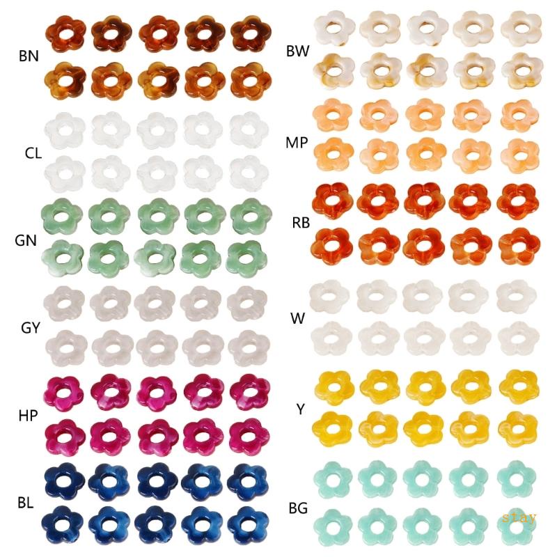 Set 10 Mặt Dây Chuyền Bằng Resin Hình Hoa Màu Gradient DIY