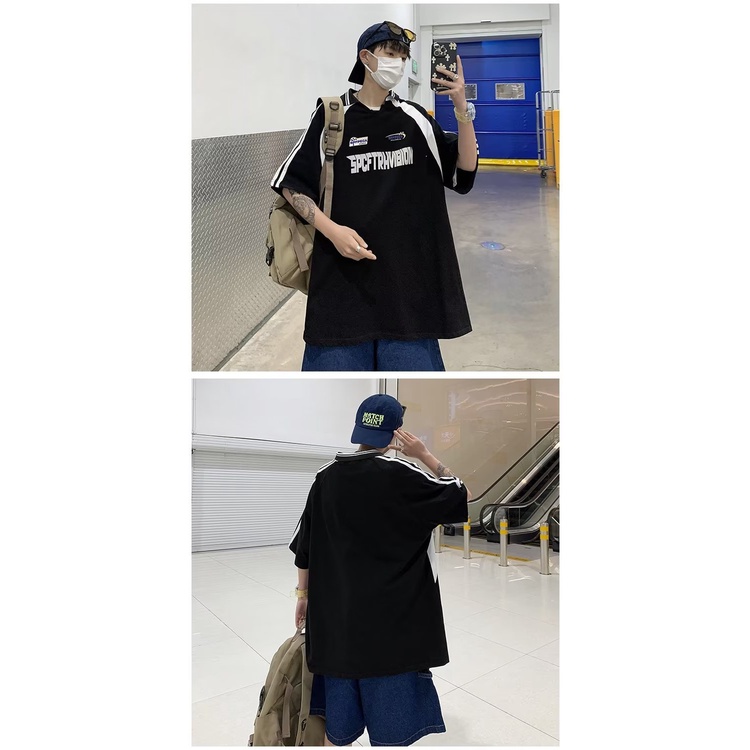 Áo Thun Polo Ngắn Tay Màu Sắc Tương Phản Phong Cách Đường Phố Mỹ Thời Trang Mùa Hè Cho Nam Và Nữ