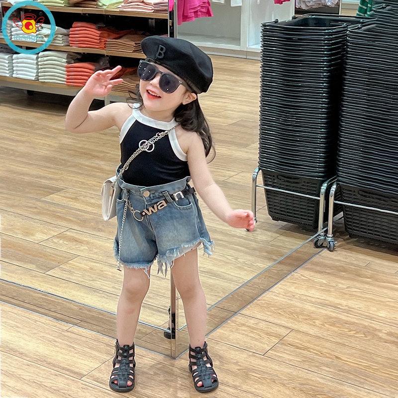 Iq set Áo Không Tay Và Quần Short Thời Trang Mới Giản Dị Dành Cho Bé Gái