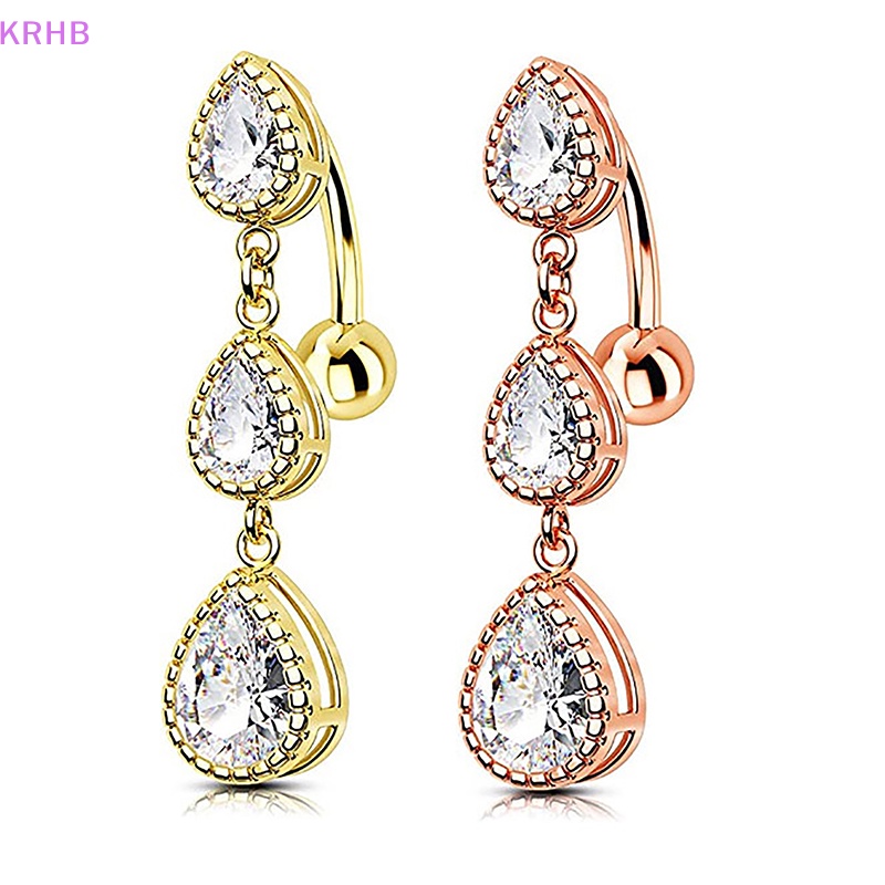 Khuyên Rốn Bằng Thép Không Gỉ Đính Đá Zircon Hình Giọt Nước Quyến Rũ Dành Cho Nữ Mới