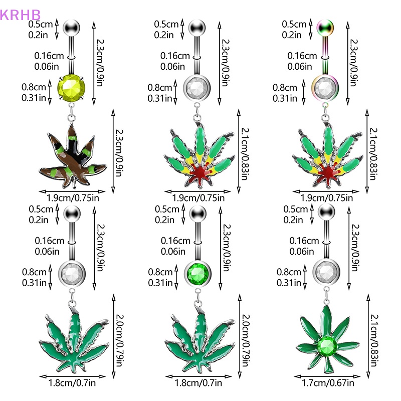 Khuyên Rốn Hình Lá Phong Đính Đá Zircon Mới