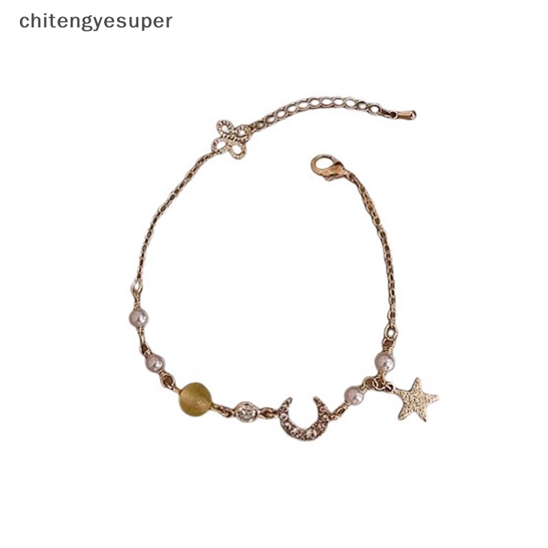 Vòng Tay Hợp Kim Đính Đá Zircon / Mặt Trăng / Ngôi Sao Dễ Thương Thời Trang Cho Nữ