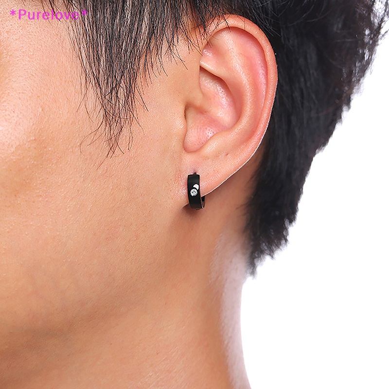 1 Đôi Bông Tai Tròn Bằng Thép Không Gỉ Phong Cách Punk Rock Thời Trang Unisex Mới