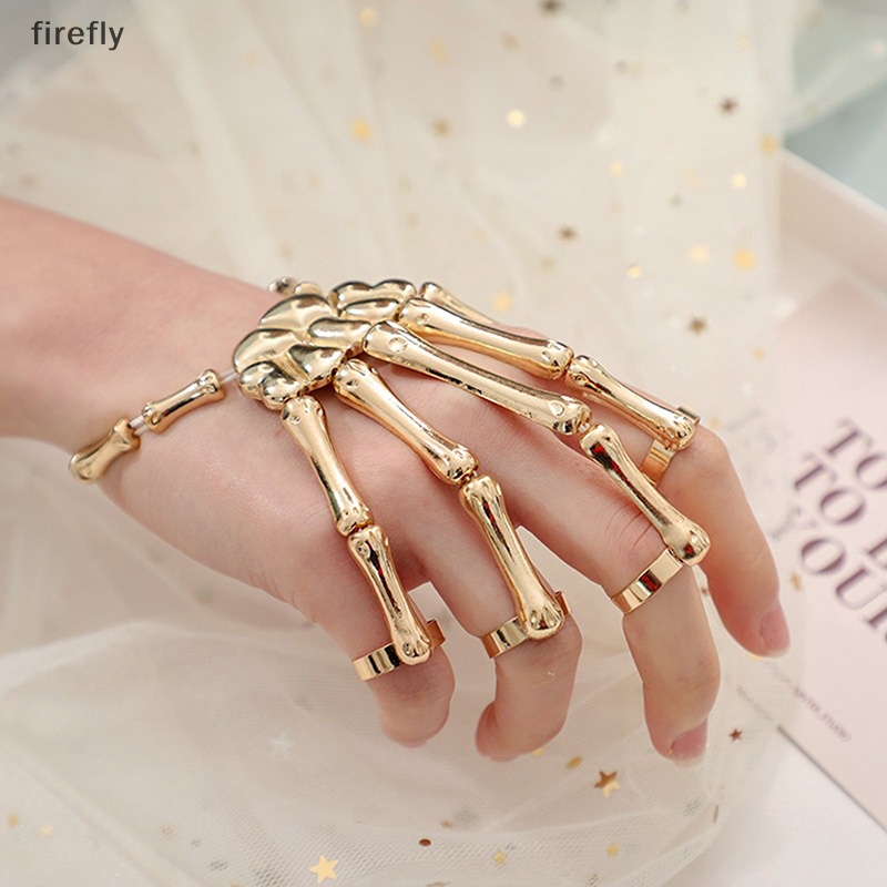 Vòng Đeo Tay Hình Bộ Xương Bàn Tay Phong Cách Gothic Punk Có Thể Điều Chỉnh