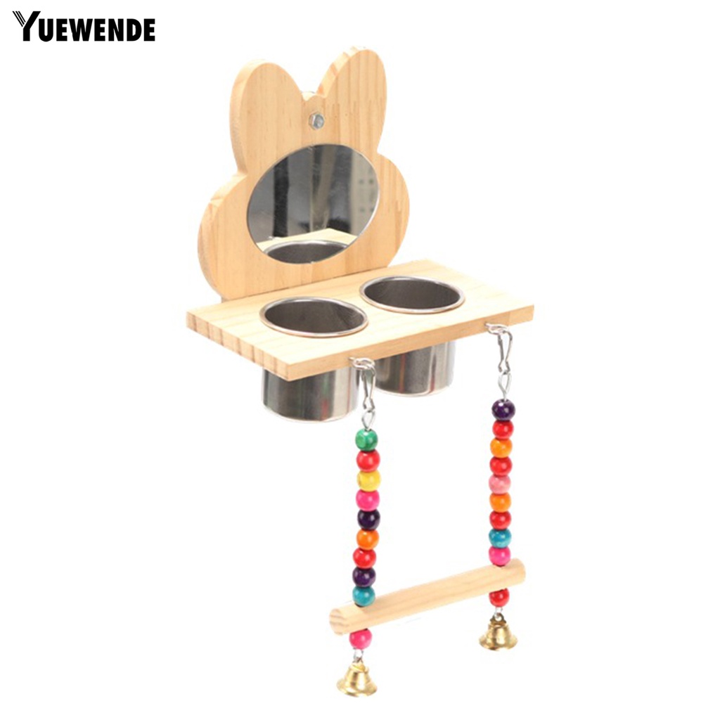 Yq.e Bộ Hộp Đựng Thức Ăn Cho Chim Bằng Thép Không Gỉ Tự Nhiên Tháo Rời Được Gắn Chuông Nhiều Màu Sắc