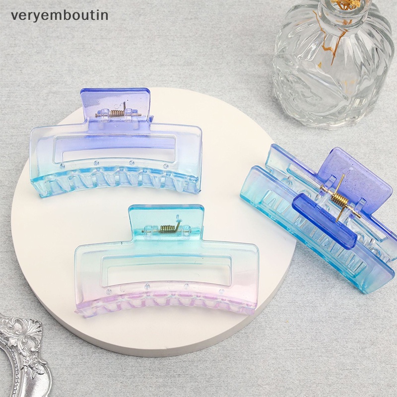 Kẹp Tóc Càng Cua Bằng Nhựa Màu Gradient Trong Suốt Phong Cách Hàn Quốc