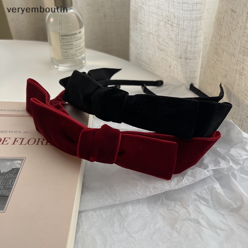 Băng Đô Cài Tóc Bằng Vải Nhung Màu Trơn Đính Nơ Thời Trang Đơn Giản Cổ Điển Dành Cho Bạn Nữ