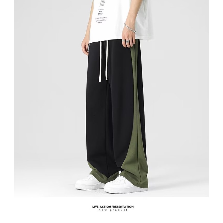 Quần Lụa Lạnh Dáng Suông Rộng Dây Rút Thoáng Khí Thời Trang Xuân Hè Plus Size Cho Nam Giới